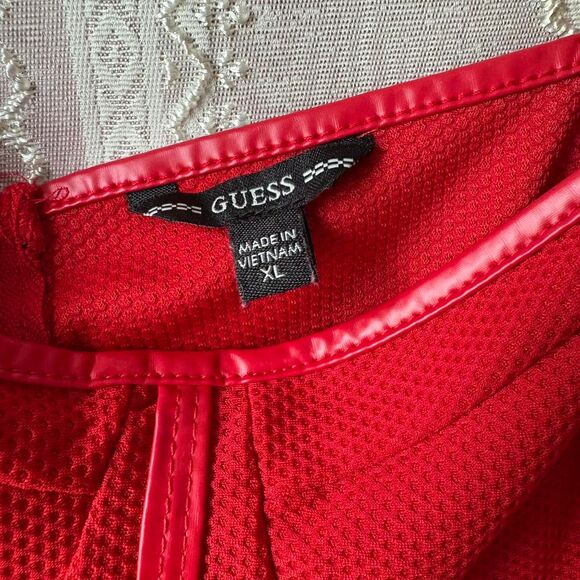 Guess Women's Red Crop Long Sleeve Bustier Top - Picture 4 of 5